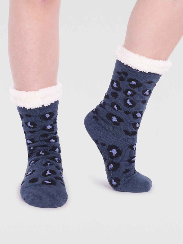 Thought Slate Blue Cotton Women's Slipper Cabin Socks