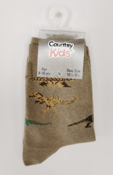 Country Kids Real Dinosaurs Taupe Socks