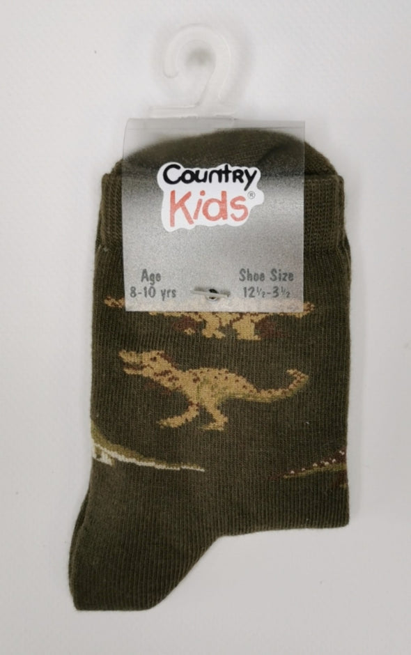 Country Kids Real Dinosaurs Khaki Socks