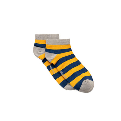 Polly & Andy Bamboo Seam Free Mustard and Navy Stripe Ankle Socks