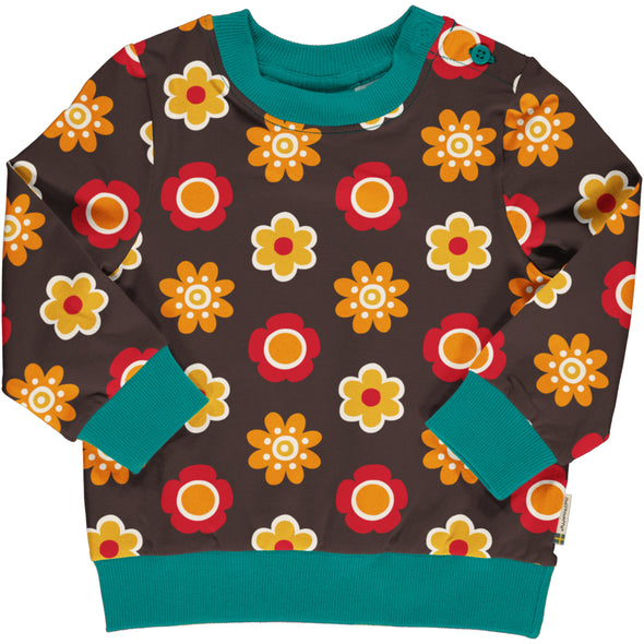 Maxomorra Flower Button Sweatshirt