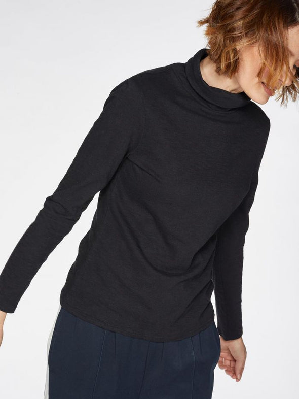 Thought Claudia Cotton Roll Neck Top - Black