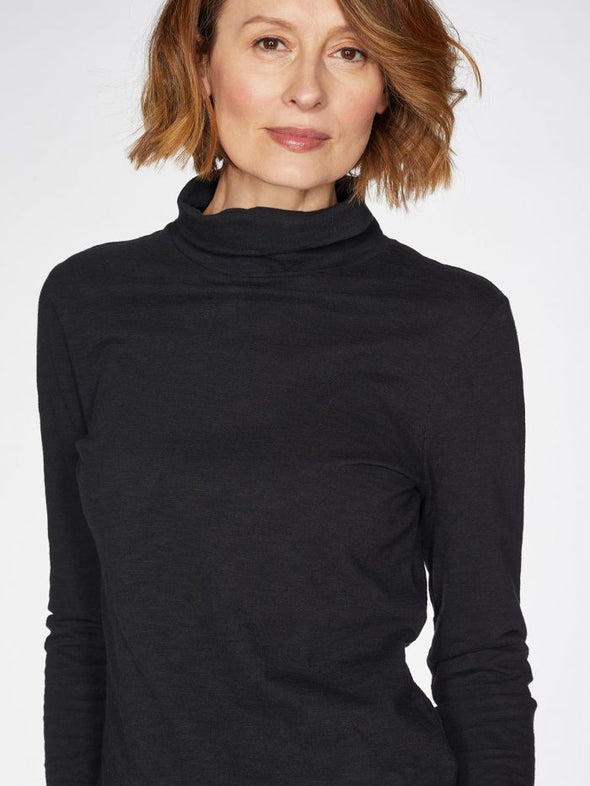 Thought Claudia Cotton Roll Neck Top - Black