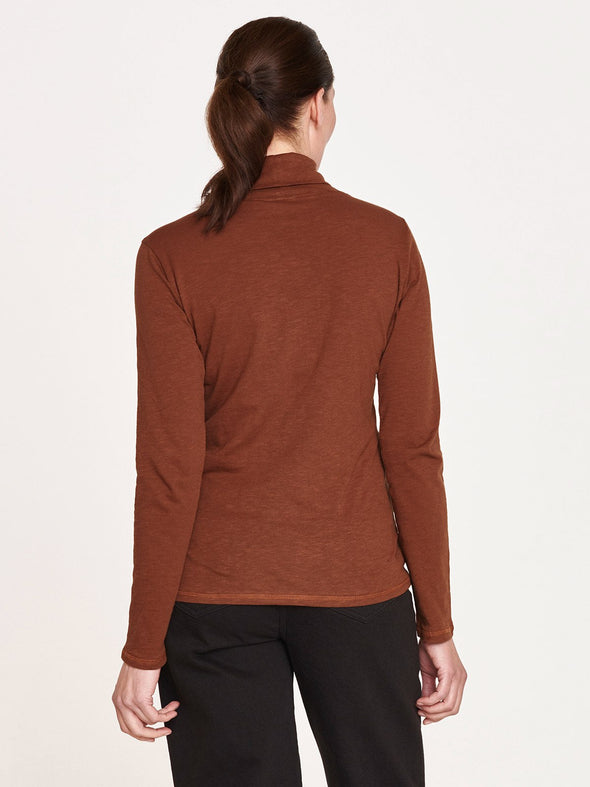 Thought Chestnut Brown Jersey Roll Neck Top