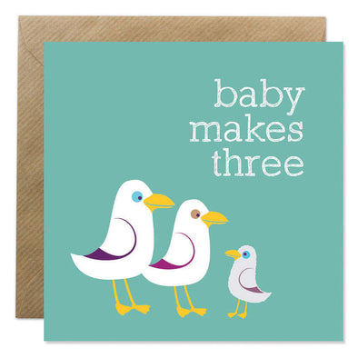 Bold Bunny Baby Makes Three Announcement Card