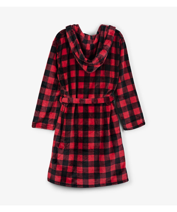 Little Blue House Buffalo Plaid Fleece Robe - Adult