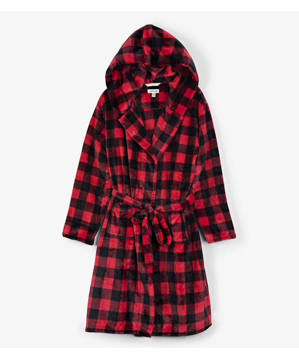 Little Blue House Buffalo Plaid Fleece Robe - Adult