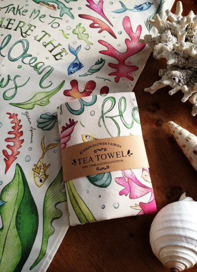 Burren Flower Fairies Wild Ocean Tea Towel