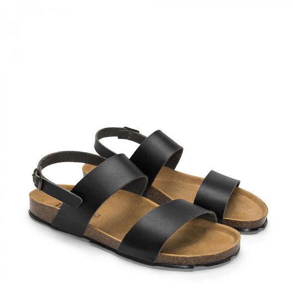 Nae Vegan Zander Unisex Three Strap Sandals- Black