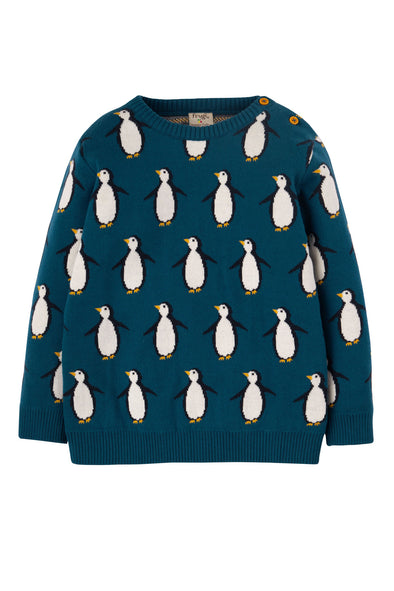 Frugi Deep Sea Penguin Jolly Knitted Jumper