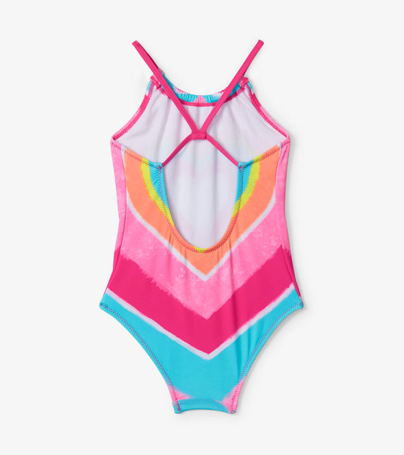 Hatley Fuchsia Purple Psychedelic Heart Gather Front Swimsuit