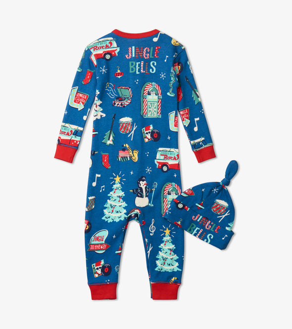 Little Blue House by Hatley Rockin Holidays Sleepsuit and Hat Set