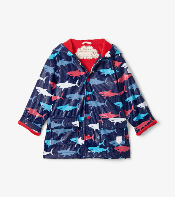 Hatley Hungry Sharks Colour Changing Raincoat