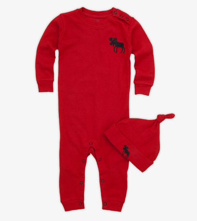 Little Blue House Red Moose Coverall with Hat